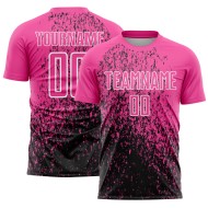 Aangepast roze zwart-wit abstract fragment kunst sublimatie voetbaltenue shirt