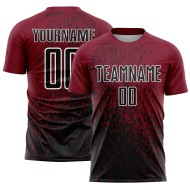 Aangepast Crimson Zwart-Wit Abstract Fragment Art Sublimatie Voetbaluniform Jersey