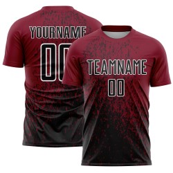 Aangepast Crimson Zwart-Wit Abstract Fragment Art Sublimatie Voetbaluniform Jersey