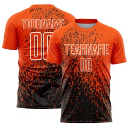 Aangepast oranje zwart-wit abstract fragment kunst sublimatie voetbaltenue shirt Aangepast oranje zwart-wit abstract fragment kunst sublimatie voetbaltenue shirt