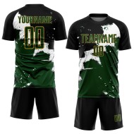 Aangepast zwart groen-oud goud spalsh sublimatie voetbaltenue shirt Aangepast zwart groen-oud goud spalsh sublimatie voetbaltenue shirt