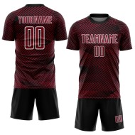 Aangepast Crimson Zwart-Wit Lijn Sublimatie Voetbaltenue Jersey Aangepast Crimson Zwart-Wit Lijn Sublimatie Voetbaltenue Jersey