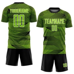 Aangepast neongroen zwart-wit sublimatie voetbaltenue shirt Aangepast neongroen zwart-wit sublimatie voetbaltenue shirt