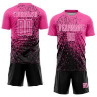 Aangepast roze zwart-wit abstract fragment kunst sublimatie voetbaltenue shirt Aangepast roze zwart-wit abstract fragment kunst sublimatie voetbaltenue shirt