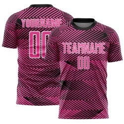 Aangepast roze zwart-wit sublimatie voetbaltenue shirt