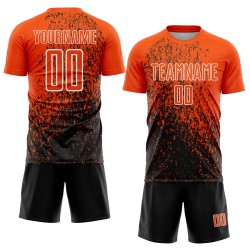 Aangepast oranje zwart-wit abstract fragment kunst sublimatie voetbaltenue shirt Aangepast oranje zwart-wit abstract fragment kunst sublimatie voetbaltenue shirt