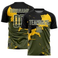 Aangepast zwart olijfgeel Spalsh sublimatie voetbaltenue shirt