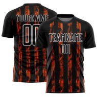 Aangepast zwart oranje-wit gesublimeerd voetbaltenue-shirt