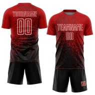 Aangepast rood zwart-wit abstract fragment kunst sublimatie voetbaltenue shirt Aangepast rood zwart-wit abstract fragment kunst sublimatie voetbaltenue shirt