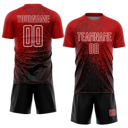 Aangepast rood zwart-wit abstract fragment kunst sublimatie voetbaltenue shirt Aangepast rood zwart-wit abstract fragment kunst sublimatie voetbaltenue shirt