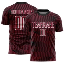 Aangepast Crimson Zwart-Wit Lijn Sublimatie Voetbaltenue Jersey