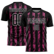 Aangepast zwart roze-wit gesublimeerd voetbaltenue-shirt