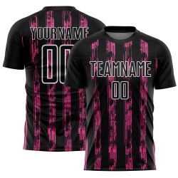 Aangepast zwart roze-wit gesublimeerd voetbaltenue-shirt