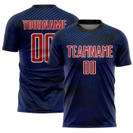 Aangepast Royal Red-Black Line Sublimatie Voetbaltenue Jersey