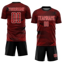 Aangepast rood zwart-wit sublimatie voetbaltenue shirt Aangepast rood zwart-wit sublimatie voetbaltenue shirt